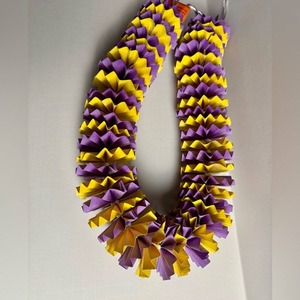 Handmade Purple & Yellow Paper Lei